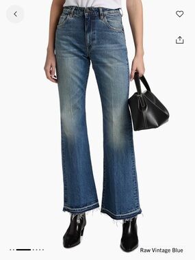 BLK DNM Raw Vintage Blue High-Rise Flare Jeans - Blue
